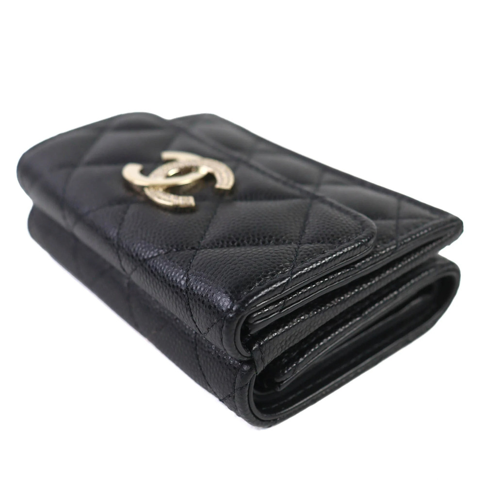 CHANEL Authentic Black Caviar Leather Logo Wallet - Picture 4 of 13
